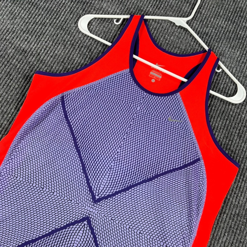 Nike Dri Fit Tank Top Shirt Womens Large Purple Sleeveless Geometric Workout Gym